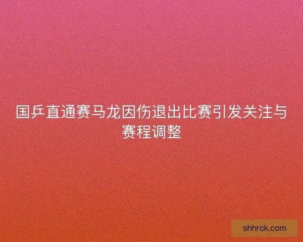 国乒直通赛马龙因伤退出比赛引发关注与赛程调整