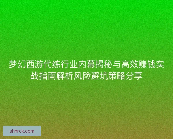梦幻西游代练行业内幕揭秘与高效赚钱实战指南解析风险避坑策略分享